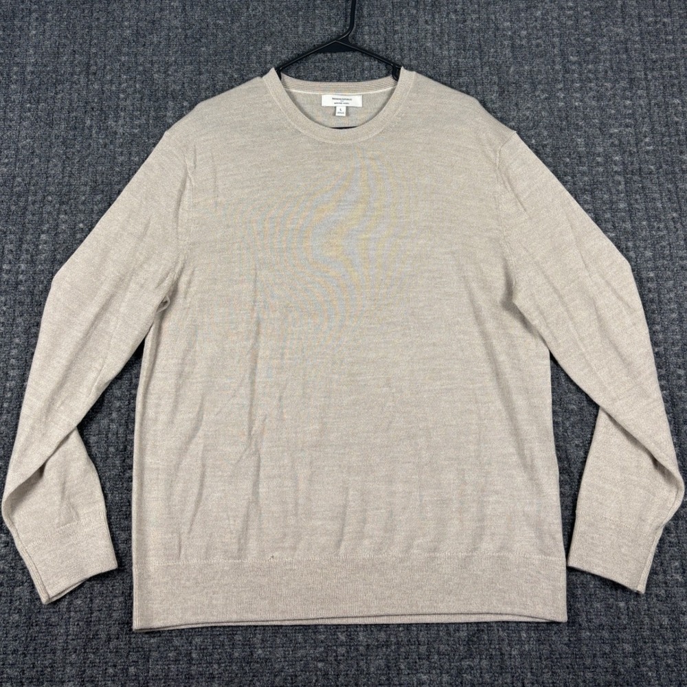 Banana Republic Merino Wool Crewneck Sweater Size L Oatmeal Heather